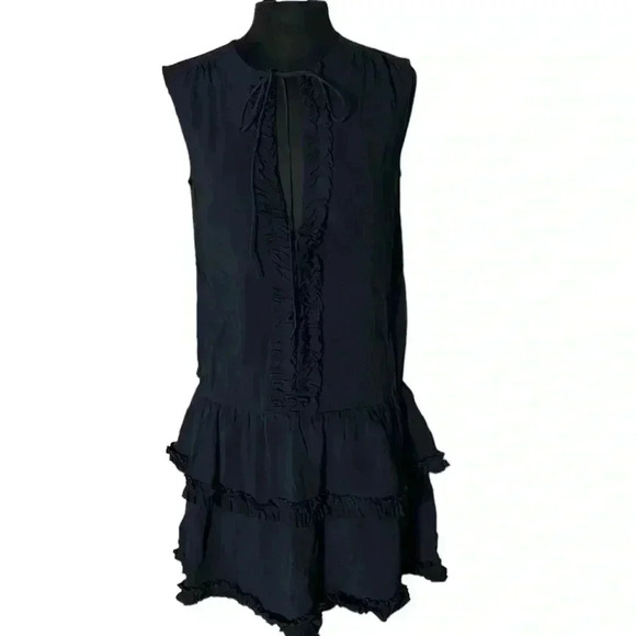 Stella McCartney Tie Neck Tiered Ruffled Sleeveless Mini Dress Size 40 - Picture 1 of 5